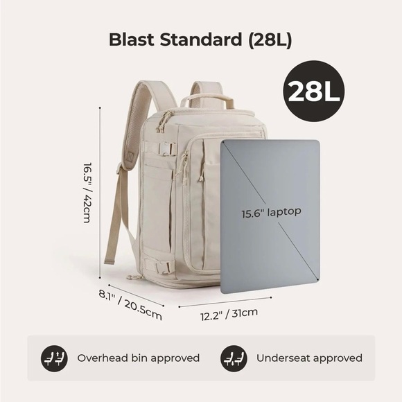 BagSmart Blast Travel Backpack 28L standard - Picture 2 of 9
